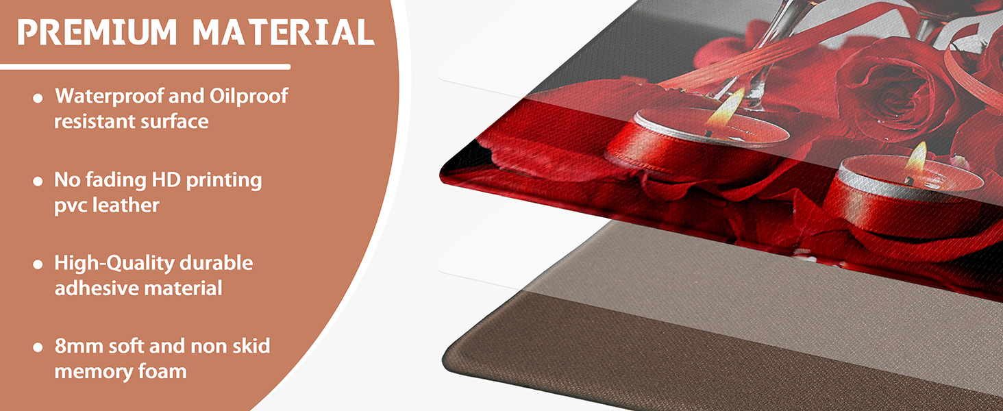 Red Wine Kitchen Rugs and Mats Set of 2 Modern Rose Anti Fatigue Kitchen Floor Mat Non-Skid Washable Kitchen Runner Rug for Kitchen Sink Laundry