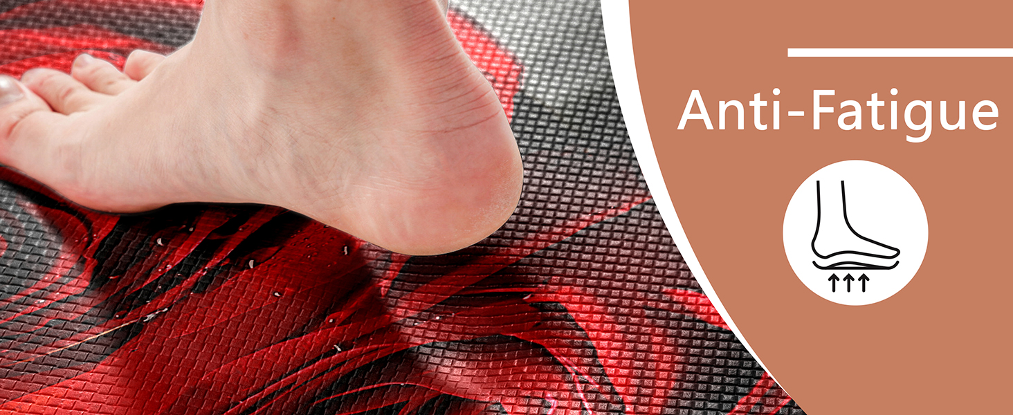 Red Wine Kitchen Rugs and Mats Set of 2 Modern Rose Anti Fatigue Kitchen Floor Mat Non-Skid Washable Kitchen Runner Rug for Kitchen Sink Laundry