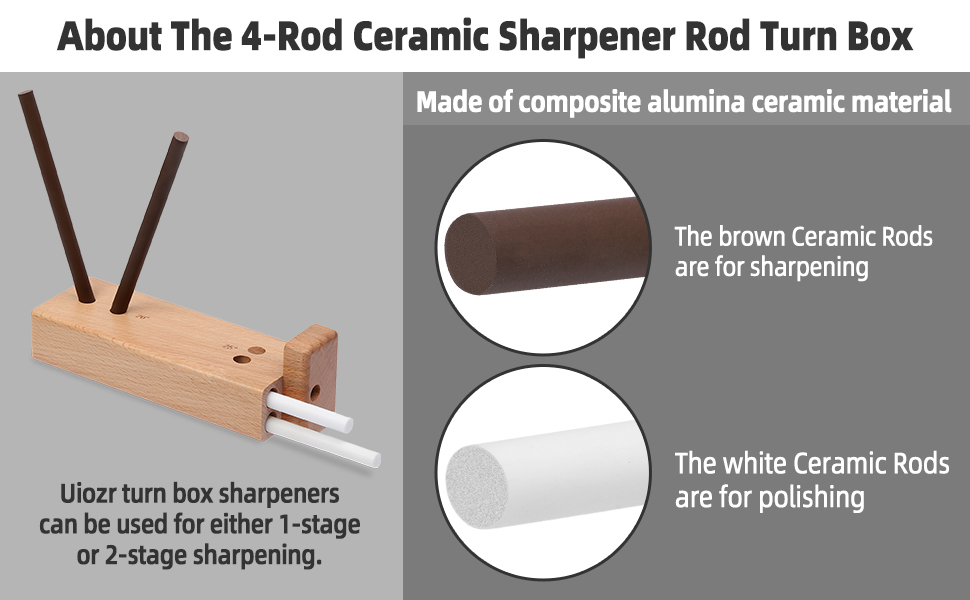 4-Rod Turn Box, Ceramic Sharpener Rod from Kitchen Sharpening Tool, Portable Manual Ceramic Sharpening Rod