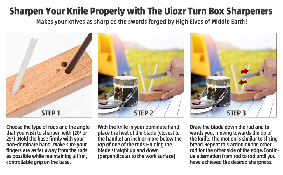 4-Rod Turn Box, Ceramic Sharpener Rod from Kitchen Sharpening Tool, Portable Manual Ceramic Sharpening Rod