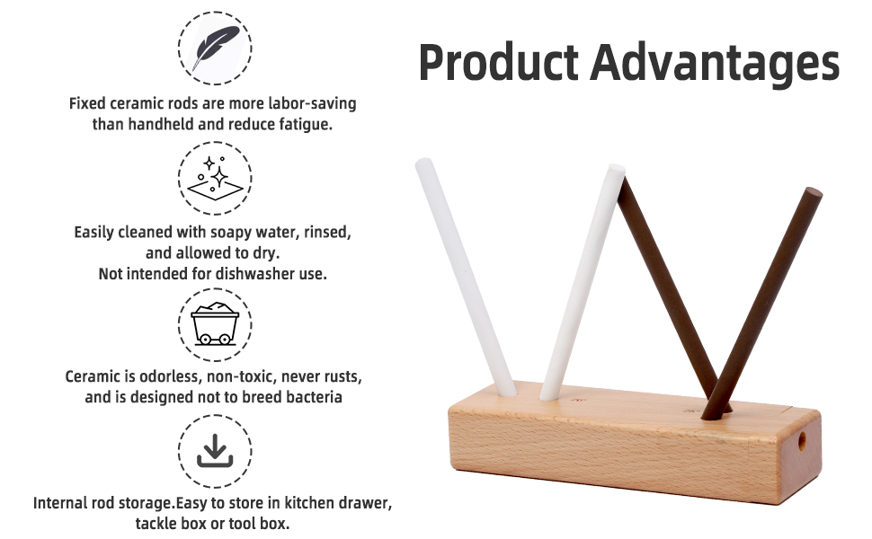 4-Rod Turn Box, Ceramic Sharpener Rod from Kitchen Sharpening Tool, Portable Manual Ceramic Sharpening Rod