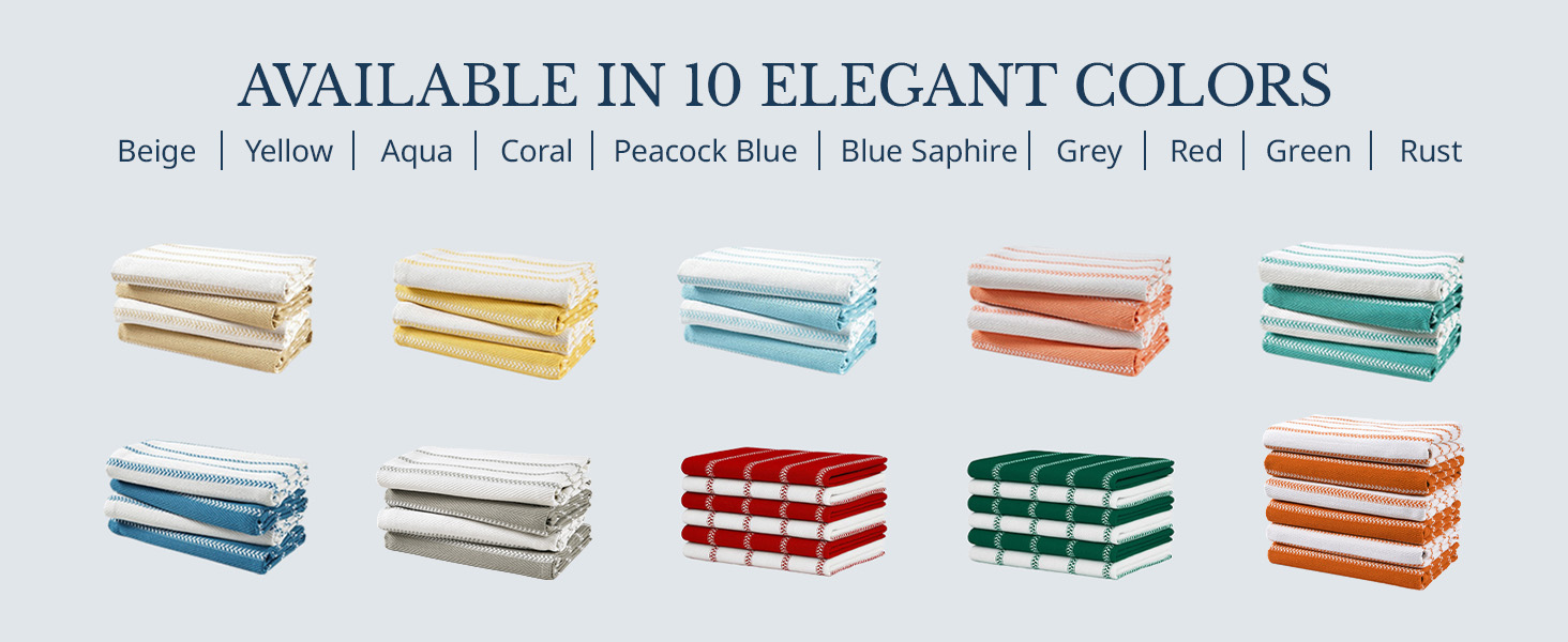 LANE LINEN Cotton Kitchen Towels Set, 6-Pack – Absorbent, Quick-Drying Dish Towels, 18