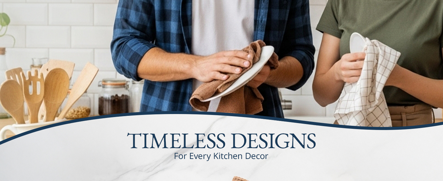 LANE LINEN Cotton Kitchen Towels Set, 6-Pack – Absorbent, Quick-Drying Dish Towels, 18