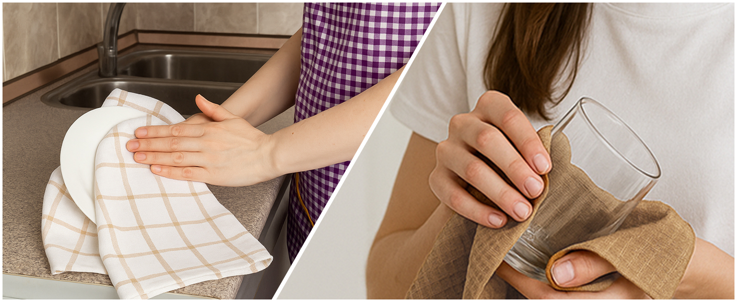 LANE LINEN Cotton Kitchen Towels Set, 6-Pack – Absorbent, Quick-Drying Dish Towels, 18