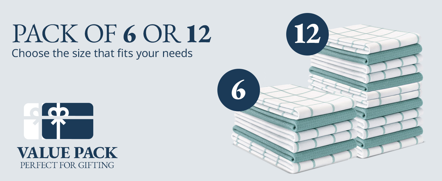 LANE LINEN Cotton Kitchen Towels Set, 6-Pack – Absorbent, Quick-Drying Dish Towels, 18