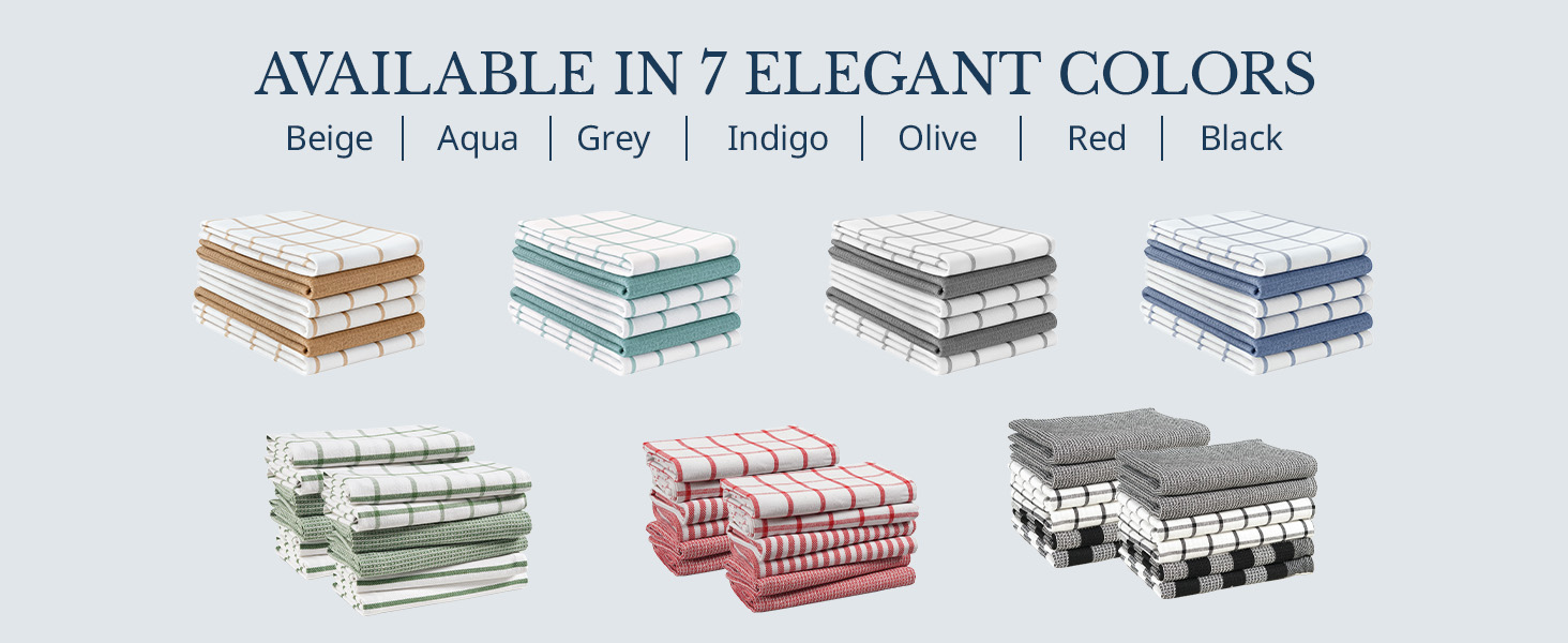 LANE LINEN Cotton Kitchen Towels Set, 6-Pack – Absorbent, Quick-Drying Dish Towels, 18