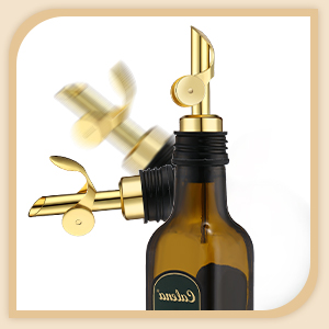 Kinlop 6 Pcs Weighted Stainless Steel Liquor Bottle Pourers Auto Flip Olive Oil Dispenser Spout Balsamic Alcohol Pourer Spouts (Silver)