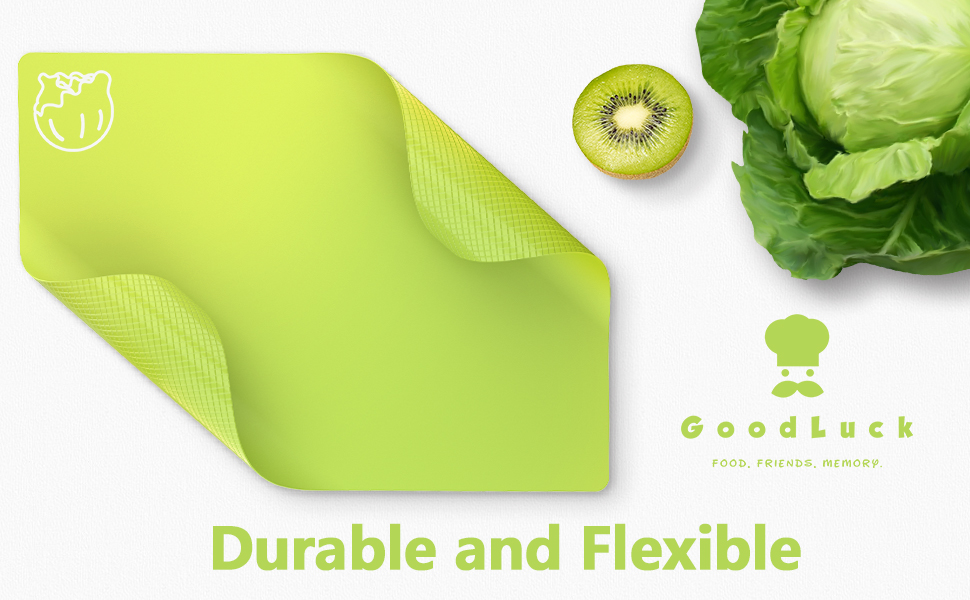 Goodluck 5 Pieces Flexible Cutting Boards, BPA Free Plastic Cutting Boards for Kitchen, Non Slip Cutting Mat for Meat and Vegetables