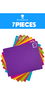 Goodluck 5 Pieces Flexible Cutting Boards, BPA Free Plastic Cutting Boards for Kitchen, Non Slip Cutting Mat for Meat and Vegetables
