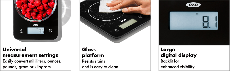 OXO Good Grips Everyday Glass Food Scale 11lbs/5kg