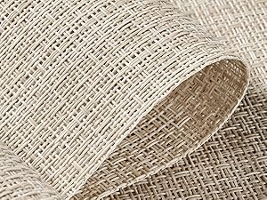 Leetaltree Beige Placemats Set of 4 - Heat Resistant Non-Slip Place mats for Dining Table, Washable Durable PVC Vinyl Woven Table Mats（Beige, 4）