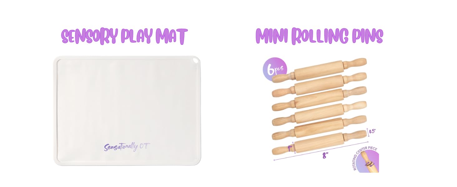 8-Inch Premium Kids Mini Rolling Pins (6-Pack) Splinter-Free, Non-Stick Hardwood for Baking, Sensory Crafts, Play-Doh, Clay, Therapeutic Fine Motor Skills for Toddlers, Great Gift for Children