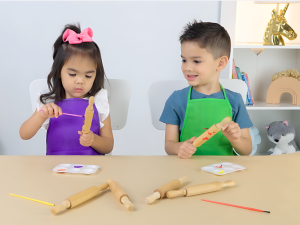 8-Inch Premium Kids Mini Rolling Pins (6-Pack) Splinter-Free, Non-Stick Hardwood for Baking, Sensory Crafts, Play-Doh, Clay, Therapeutic Fine Motor Skills for Toddlers, Great Gift for Children