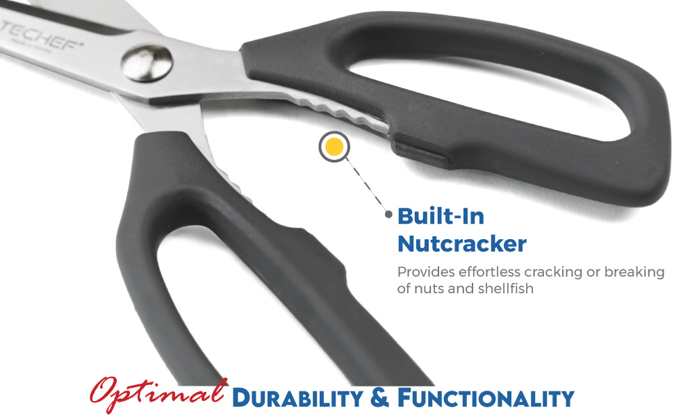 TECHEF Kitchen Shears, All Purpose Scissors, Dishwasher Safe, Heavy Duty Meat Scissors Poultry Shears, Stainless Steel, Made in Korea (Dark Gray)