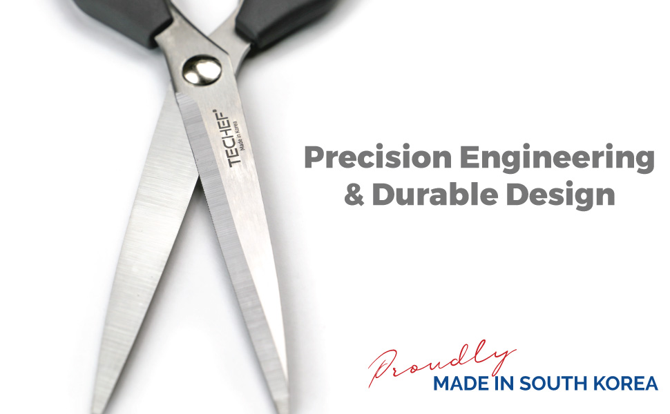 TECHEF Kitchen Shears, All Purpose Scissors, Dishwasher Safe, Heavy Duty Meat Scissors Poultry Shears, Stainless Steel, Made in Korea (Dark Gray)