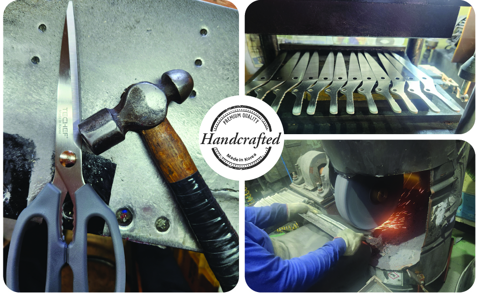 TECHEF Kitchen Shears, All Purpose Scissors, Dishwasher Safe, Heavy Duty Meat Scissors Poultry Shears, Stainless Steel, Made in Korea (Dark Gray)