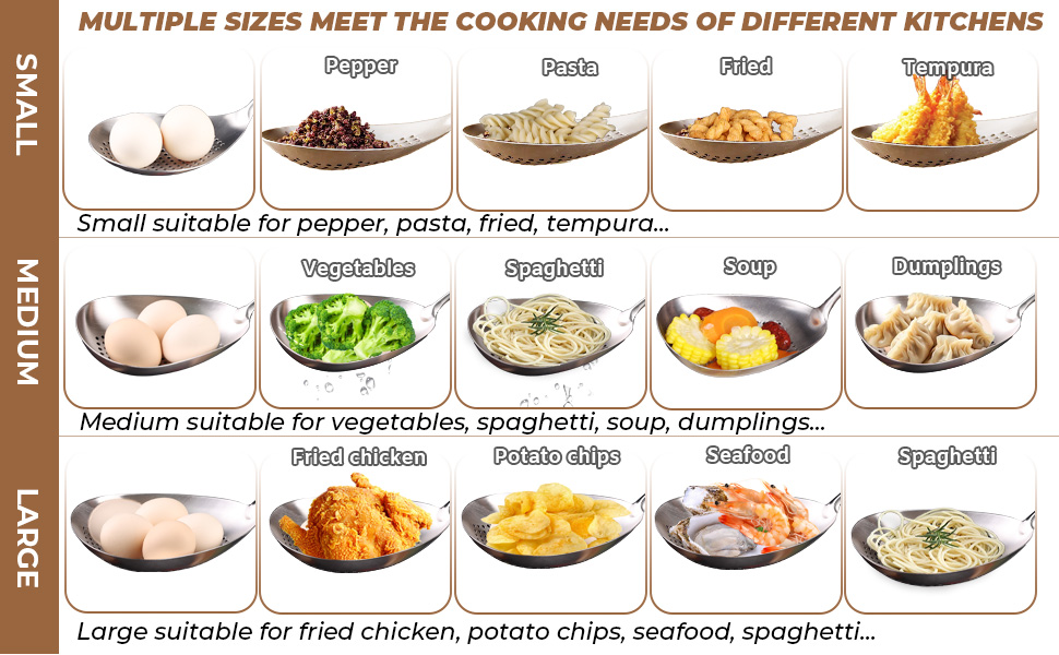 Skimmer Slotted Spoon,304 Stainless Steel Ladle/Strainer for Cooking and Frying, Pasta Strainer/Frying Spoon for Kitchen and Colander