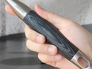 Skimmer Slotted Spoon -16.5in 304 Stainless Steel Pasta Spider Strainer Skimmer Ladle Spoon for Cooking and Frying - Kitchen Metal Scoop Colander Strainer Spoon with Heat Resistant Black Wooden Handle