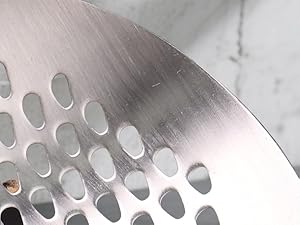 Skimmer Slotted Spoon -16.5in 304 Stainless Steel Pasta Spider Strainer Skimmer Ladle Spoon for Cooking and Frying - Kitchen Metal Scoop Colander Strainer Spoon with Heat Resistant Black Wooden Handle