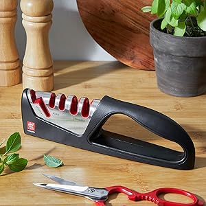 ZWILLING Razor-Sharp 4-Stage Pull Through Knife Sharpener with Shear Sharpener
