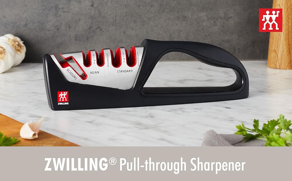 ZWILLING Razor-Sharp 4-Stage Pull Through Knife Sharpener with Shear Sharpener