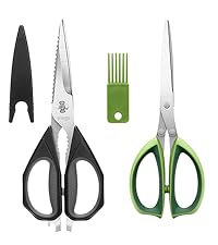 LIVINGO Heavy Duty Kitchen Shears - Titanium Coated Hot Forged Sharp Multipurpose Stainless Steel Utility Shears for Household Culinary Food Cutting Chicken Meat Cooking, Dishwasher Safe, 9.5 Inch