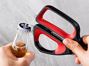 LIVINGO Heavy Duty Kitchen Shears - Titanium Coated Hot Forged Sharp Multipurpose Stainless Steel Utility Shears for Household Culinary Food Cutting Chicken Meat Cooking, Dishwasher Safe, 9.5 Inch