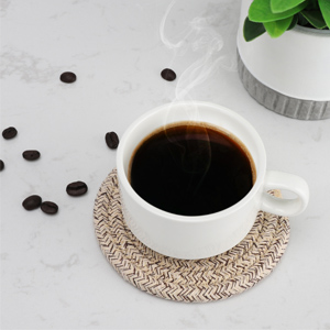 ABenkle 8 Pcs Drink Coasters with Holder, Cotton Woven Absorbent Coasters for Drinks, Minimalist Home Decor Coaster Set for Wooden Tabletop Protection Table, 4.3 inches Mixed Brown