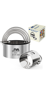 5 Pieces Circle Biscuit Cutter,Professional Stainless Steel Round Cookies Mold Tool with Handle for Baking GIFT Package