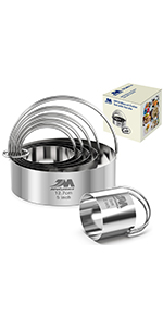 5 Pieces Circle Biscuit Cutter,Professional Stainless Steel Round Cookies Mold Tool with Handle for Baking GIFT Package