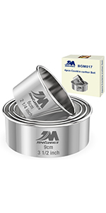 5 Pieces Circle Biscuit Cutter,Professional Stainless Steel Round Cookies Mold Tool with Handle for Baking GIFT Package