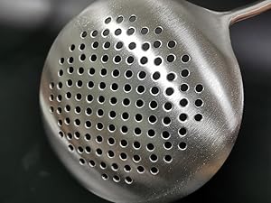 Skimmer Stainless Steel Large Slotted Spoon Colander Strainer Ladle for Cooking Heat Proof Hollow Handle Serving Utensil 14.96 inches
