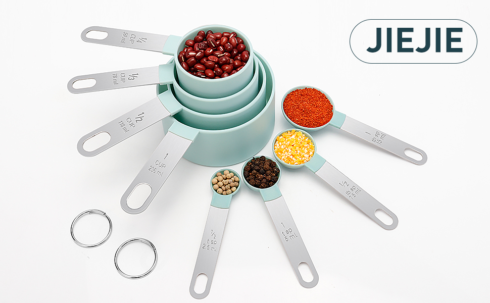 Measuring Cups and Spoons Set of 8 Pieces, nesting measuring cups for Measuring Dry or Liquid Ingredients, Stainless Steel Handle, Kitchen Gadgets for Cooking & Baking