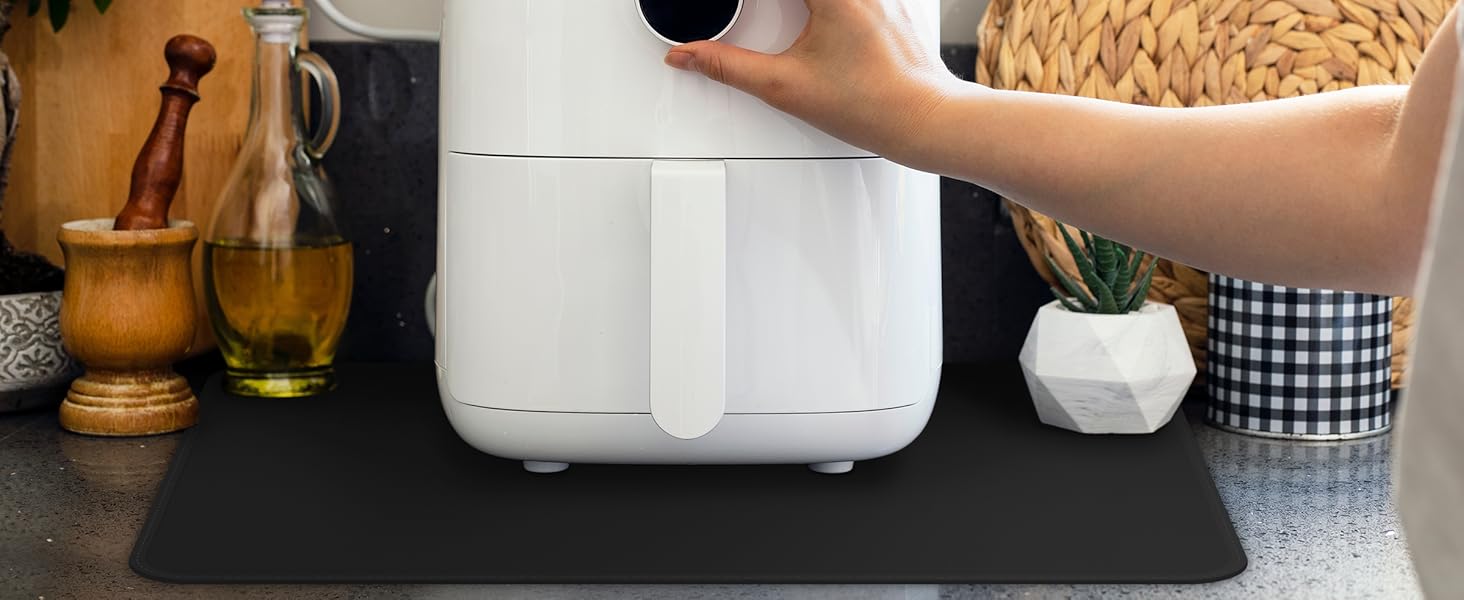 FLASLD Heat Resistant Mat for Air Fryer Site on, Fireproof Silicone Mats for Kitchen Counter, Countertop Protector, No-slip and Waterproof (12