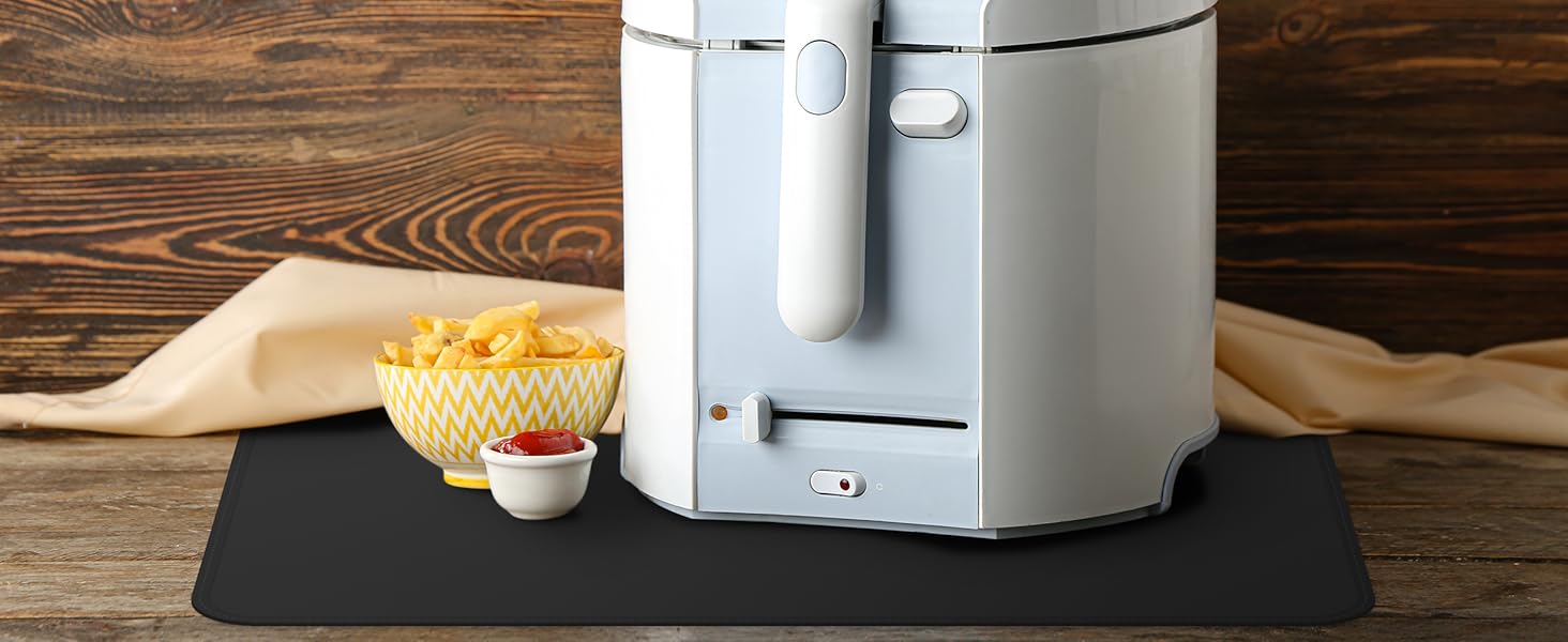 FLASLD Heat Resistant Mat for Air Fryer Site on, Fireproof Silicone Mats for Kitchen Counter, Countertop Protector, No-slip and Waterproof (12