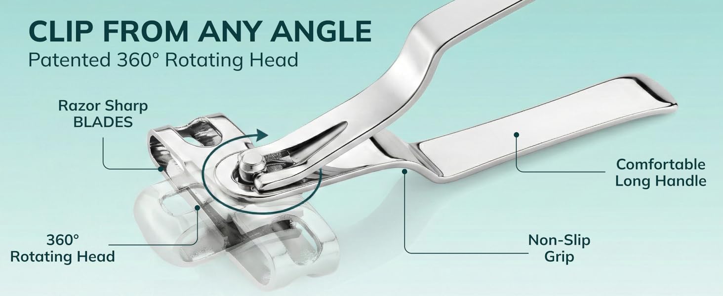 Swissker by Swissklip Nail Clippers for Men & Women | Finger Nail Clippers for Adult with 360 Degree Rotating Head I Fingernail Clippers for Women I Surgical-Grade Stainless Steel Material