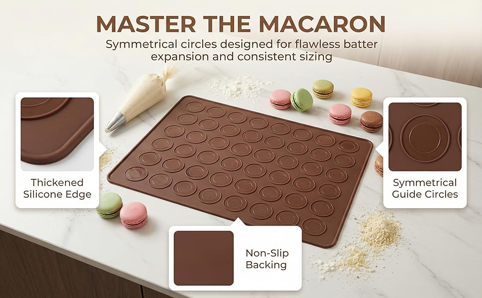 2 PCS 48 Capacity Macaron Silicone Baking Mat Baking Sheet Muffin DIY Chocolate Cookie Mould