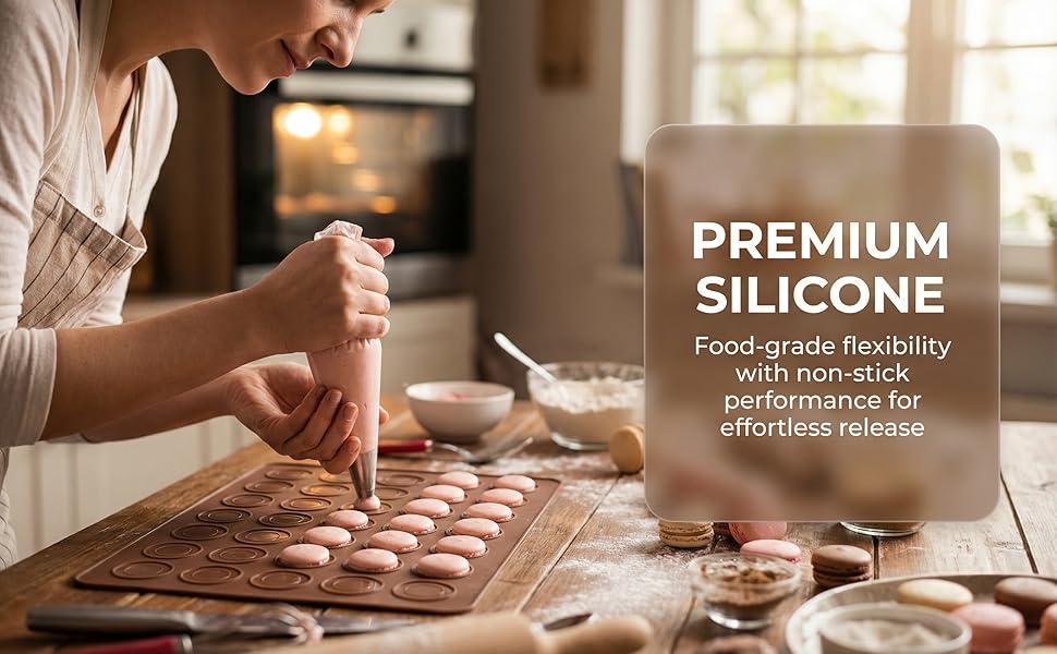 2 PCS 48 Capacity Macaron Silicone Baking Mat Baking Sheet Muffin DIY Chocolate Cookie Mould