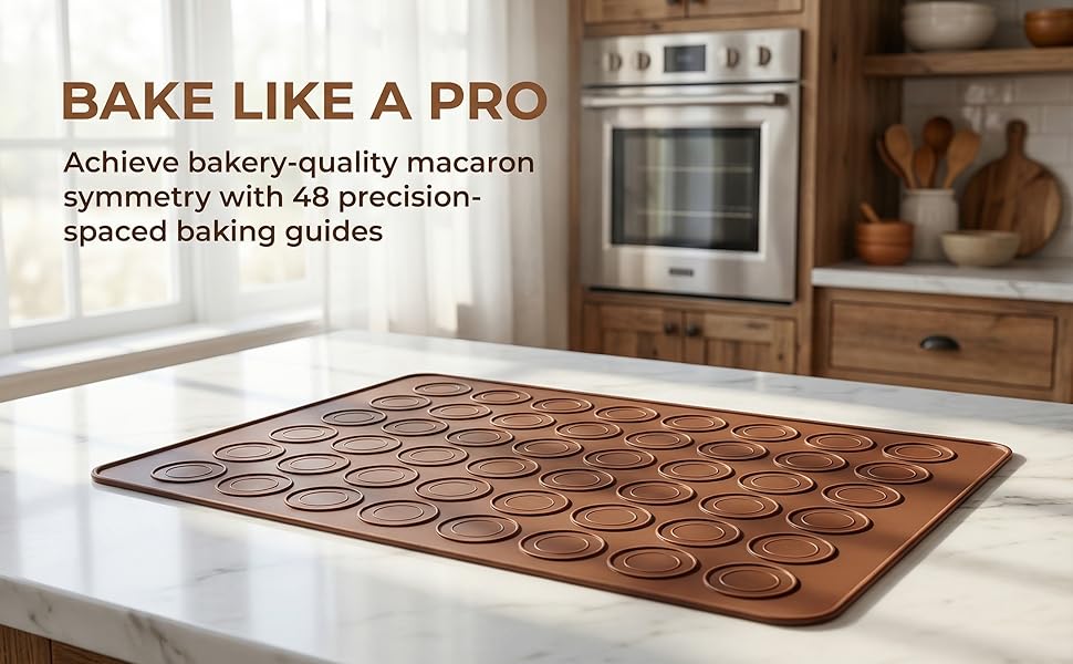 2 PCS 48 Capacity Macaron Silicone Baking Mat Baking Sheet Muffin DIY Chocolate Cookie Mould