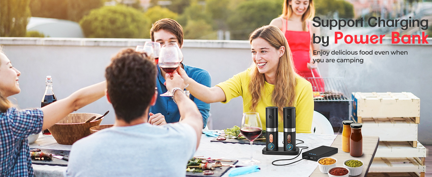 Electric Salt and Pepper Grinder Set, New Rechargeable Salt and Pepper Mill with Charging Base, Adjustable Coarseness Shakers with LED Light, One Hand Operation for Kitchen Appliances Gifts for Women