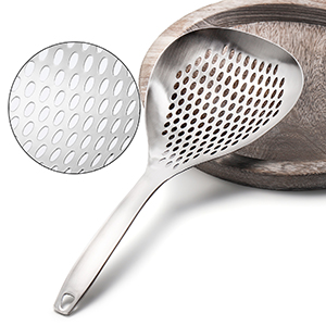 Suwimut 2 Pack Skimmer Slotted Spoon, 13.6 Inch Large Stainless Steel Skimmer Ladle Spoon Spider Strainer with Handle and Hanging Holes, Fryer Scoop Kitchen Colander for Cooking, Draining and Frying