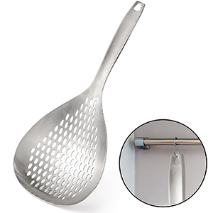 Suwimut 2 Pack Skimmer Slotted Spoon, 13.6 Inch Large Stainless Steel Skimmer Ladle Spoon Spider Strainer with Handle and Hanging Holes, Fryer Scoop Kitchen Colander for Cooking, Draining and Frying