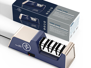 Professional Electric Knife Sharpener with 100% Diamond Abrasives and Precision Angle Guides for Kitchen Straight Edge&Ceramic Knife Work Sharp, 3-stage Champagne Gold, afilador de cuchillos