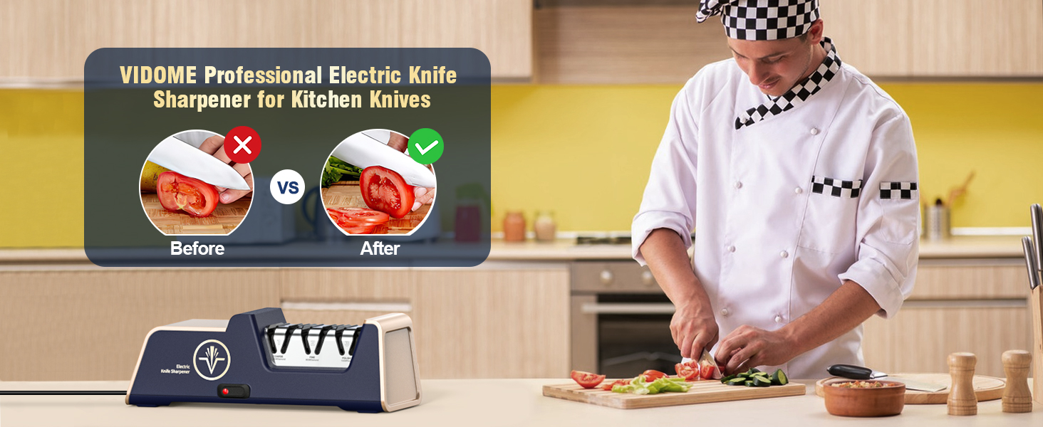 Professional Electric Knife Sharpener with 100% Diamond Abrasives and Precision Angle Guides for Kitchen Straight Edge&Ceramic Knife Work Sharp, 3-stage Champagne Gold, afilador de cuchillos