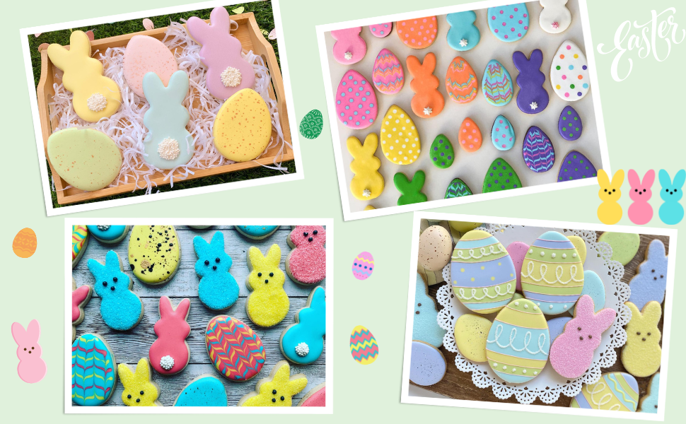 Easter Cookie Cutter Set - 6 Piece Easter Bunny and Egg Cookie Cutters - Stainless Steel Assorted Sizes