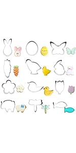 Easter Cookie Cutter Set - 6 Piece Easter Bunny and Egg Cookie Cutters - Stainless Steel Assorted Sizes