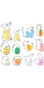 Easter Cookie Cutter Set - 6 Piece Easter Bunny and Egg Cookie Cutters - Stainless Steel Assorted Sizes