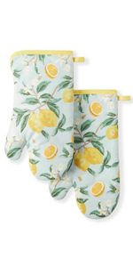 Martha Stewart Strie Medallion Oven Mitt 2-Pack Set, Navy Blue, 7