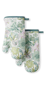 Martha Stewart Strie Medallion Oven Mitt 2-Pack Set, Navy Blue, 7