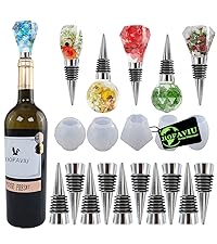 10 Pcs Wine Bottle Stopper Set Kit, Resin Wine Bottle Stoppers Molds Set Accessories, Wine Stopper for Silicone Molds Epoxy Resin (Metal Silver)